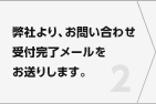 弊社より、お問い合わせ受付完了メールをお送りします。