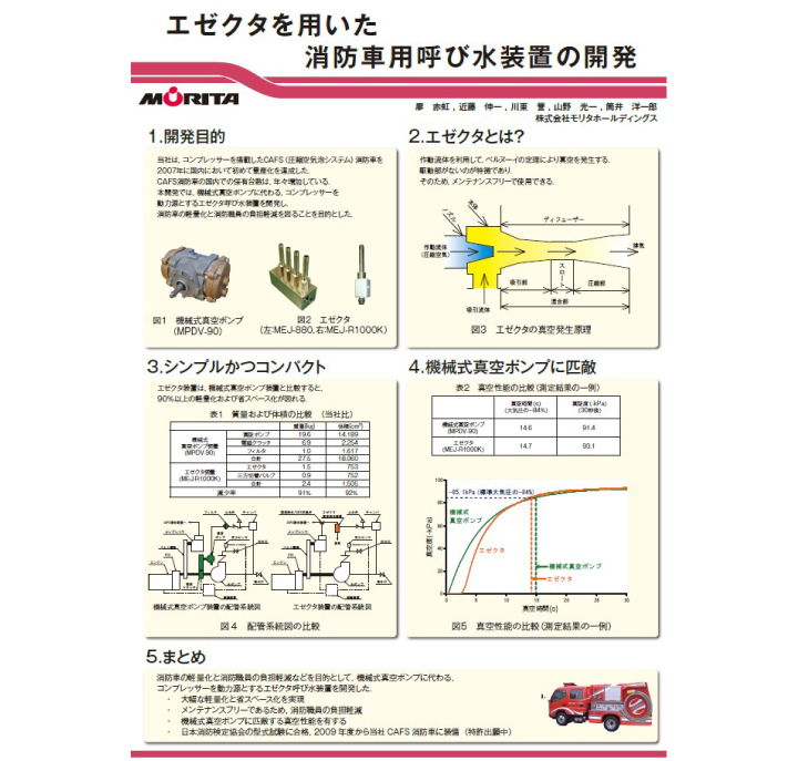 エゼクタを用いた消防車用呼び水装置の開発